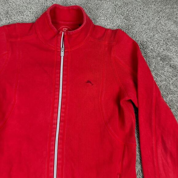 Tommy Bahama Sweater Womens Medium Red Knit Marlin Logo Full Zip Ladies - Picture 3 of 10